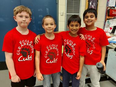 For elementary students wearing school spirit wear