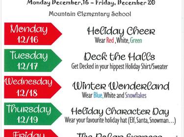 Christmas Spirt Week Dec 16-20