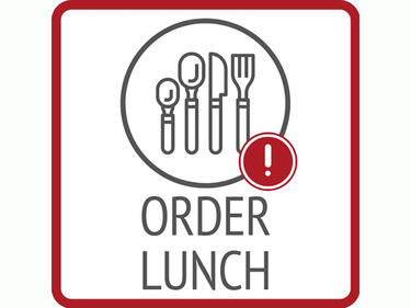 Order lunch sign with cutlery image